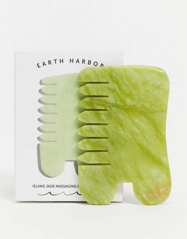 Earth Harbor ISLAND JADE Gemstone Gua Sha + Massaging Comb