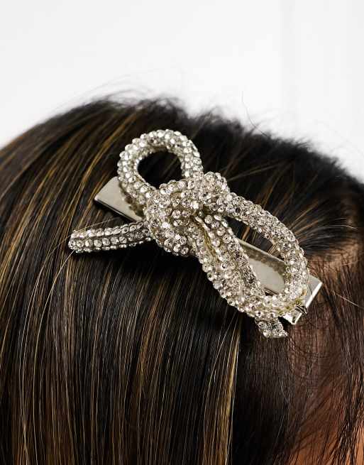 Easilocks - 2 fermacapelli a fiocco con strass argento - In esclusiva per ASOS, 2 di 4