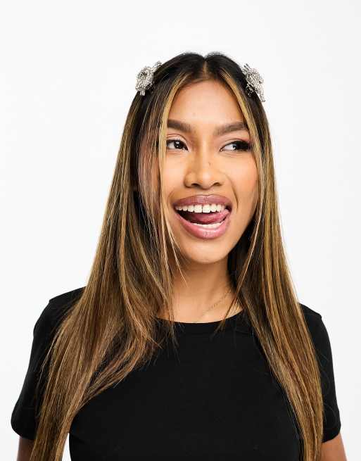 Easilocks - 2 fermacapelli a fiocco con strass argento - In esclusiva per ASOS, 3 di 4