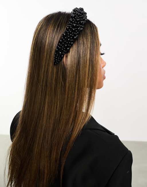 Easilocks ASOS Exclusive Oversized Pearl Headband - Black, 4 of 4