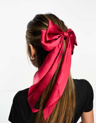 Easilocks Easilocks ASOS Exclusive Oversized Satin Hair Bow - Red