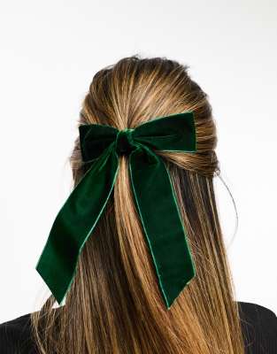 Easilocks ASOS Exclusive Oversized Velvet Hair Bow Emerald