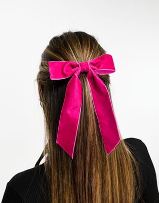 Easilocks ASOS Exclusive Oversized Velvet Hair Bow - Fuschia