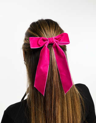 Easilocks ASOS Exclusive Oversized Velvet Hair Bow - Fuschia