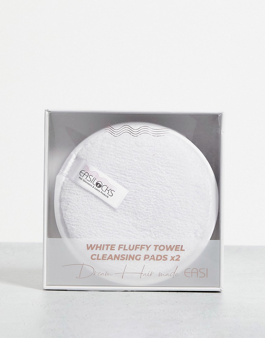 Easilocks Classic Fluffy Terry Cleansing Pads in White - 2 Pack