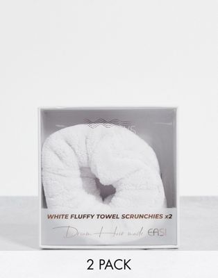 Easilocks Classic Fluffy Towel Scrunchie - White - ASOS Price Checker
