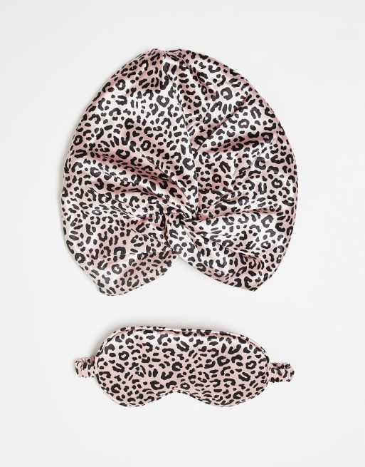 Easilocks – Dream Duo – Turban i maska na oczy w różową panterkę