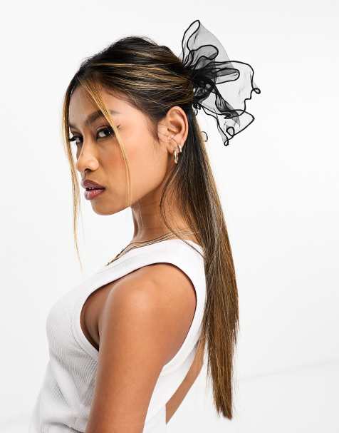 Easilocks - Fiocco per capelli oversize in chiffon nero - In esclusiva per ASOS - view 1