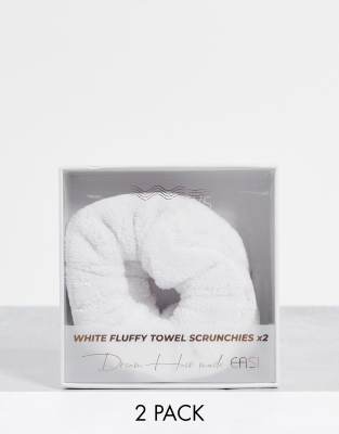 Easilocks - Klassisches, flauschiges Handtuch-Scrunchie in Weiß