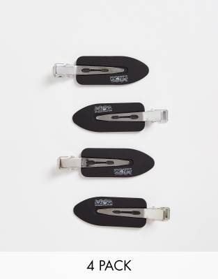 Easilocks - Lot de 4 barrettes à cheveux lisses - Noir-Pas de couleur