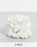 [Easilocks] Easilocks Medium Classic Satin Scrunchies 3 Pack in White No Size White