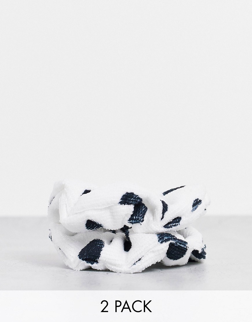 Microfiber Polka Dot Terry Scrunchies - 2 Pack-No color