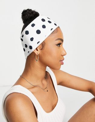 Microfiber polka dot towel headband-No color