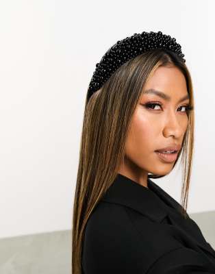 Easilocks - Oversize-Haarreif in Schwarz mit Perlendesign, exklusiv bei ASOS