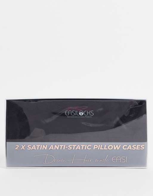 Easilocks – Satin Anti-Static Pillow Duo in Black – Svart antistatiskt örngott i satin