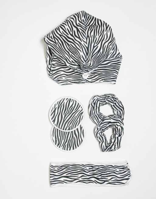 Easilocks - Set regalo da bagno soffice zebrato nero e bianco