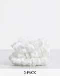 [Easilocks] Easilocks Small Classic Small Satin Scrunchies 3 Pack in White No Size White