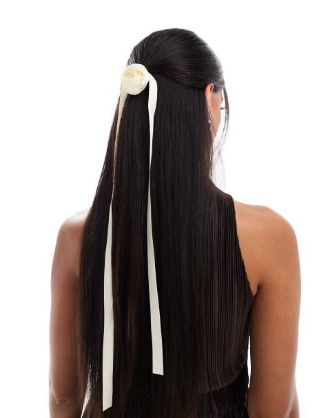 Easilocks x ASOS - Cremehvid hårelastik med blomsterdesign - Kun hos ASOS - view 1