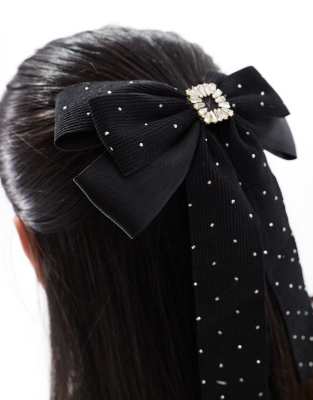 Easilocks Easilocks X ASOS Exclusive black Hair Bow with Diamantes