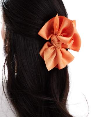 X ASOS Exclusive Bow Hair Claw - Orange-Purple