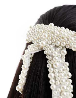 Easilocks X Asos Exclusive Bridal Bow Hair Clip - Pearl-white