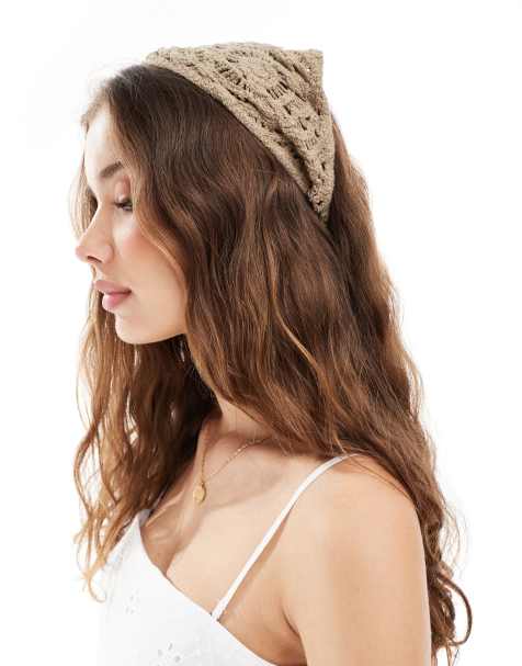 Easilocks x ASOS Exclusive Brown Crochet Bandana - view 1