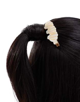 Easilocks X Asos Exclusive Faux Pearl Clam Clip-white In White