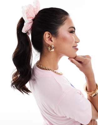 Эксклюзивная резинка для волос Easilocks X ASOS с цветочным узором в клетку розового цвета 