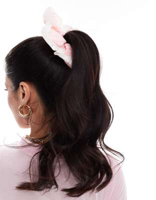 Easilocks X Asos Exclusive Gingham Flower Scrunchie In Pink