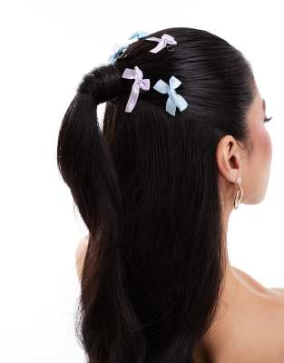 Easilocks X Asos Exclusive Mini Hair Bows 8 Pack - Lilac & Blue-multi In Multi