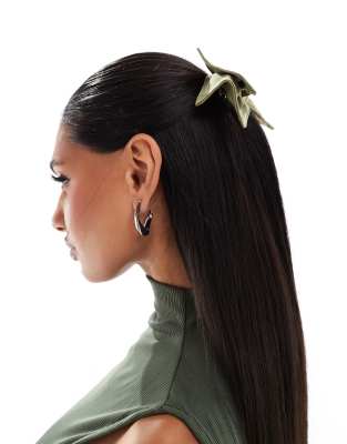 Easilocks X Asos Exclusive Oversized Bow Hair Clip - Khaki-green