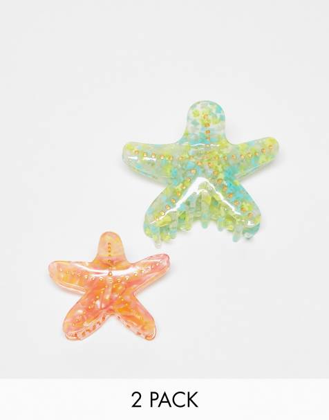 Easilocks X ASOS Exclusive Starfish Claw Clips 2 Pack - Blue & Orange - view 1