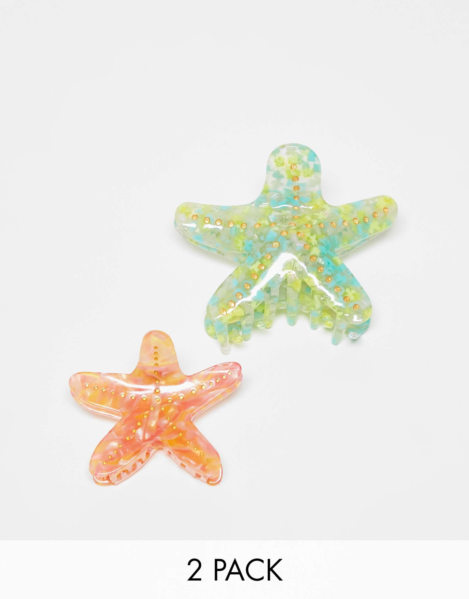 easilocks x asos exclusive starfish claw clips 2 pack - blue & orange