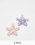 [Easilocks] Easilocks x ASOS Exclusive Starfish Claw Clips 2 Pack in Pink & Purple-Multi No Size Pink & Purple