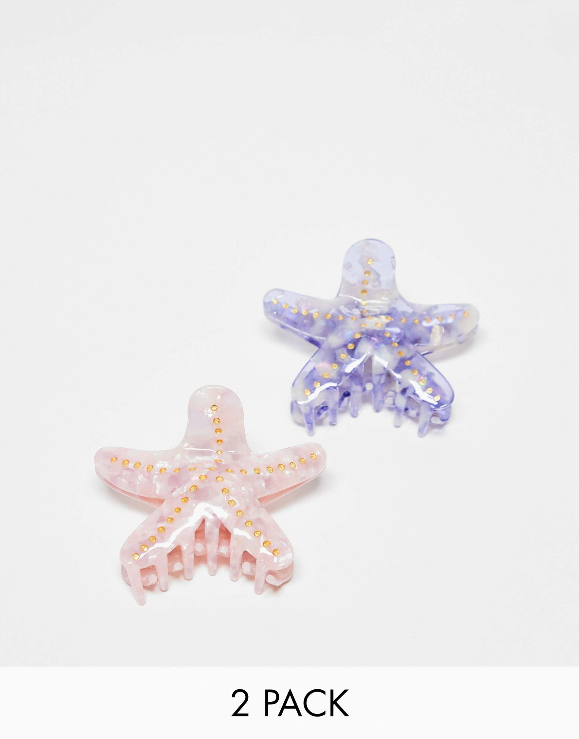 easilocks x asos exclusive starfish claw clips 2 pack - pink & purple