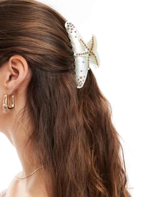 Easilocks x ASOS Exklusiv – Haarklammer in Cremeweiß mit Stern-Design mit Steinchenverzierung, 3 von 3