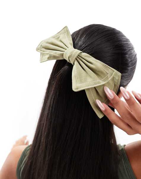 Easilocks x ASOS - Kakigrøn oversized hårklemme med sløjfedesign - Kun hos ASOS - view 1