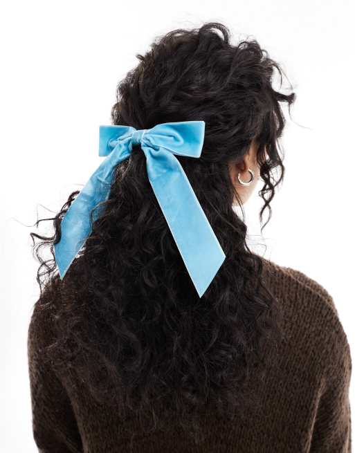 Easilocks x ASOS - Lyseblå hårsløjfe i velour - Kun hos ASOS 