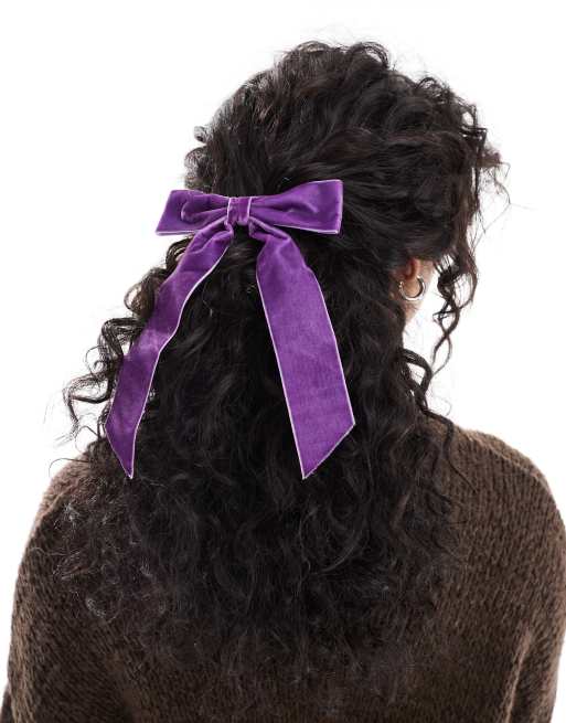 Easilocks x ASOS - Mørklilla hårsløjfe i velour - Kun hos ASOS