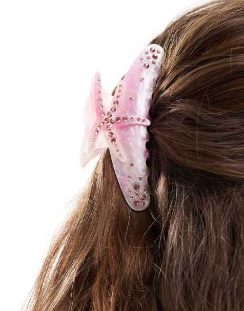 Easilocks x Exclusivité ASOS - Barrette étoile de mer à strass - Rose - view 1