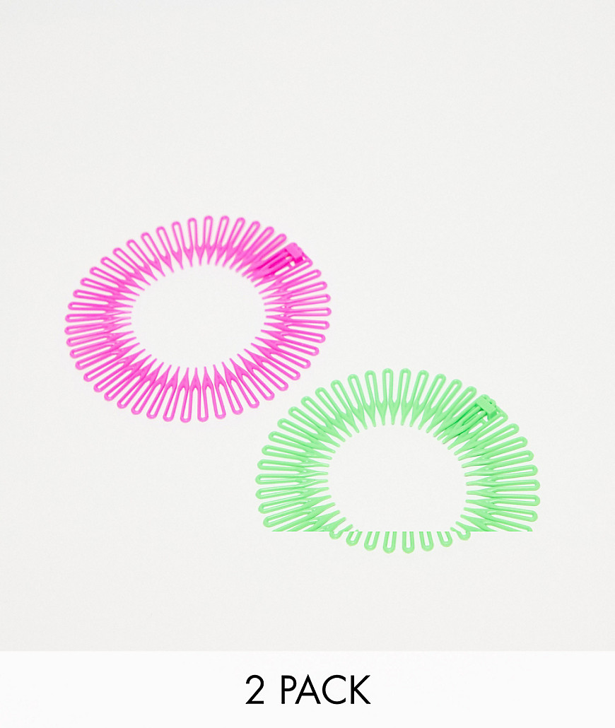 Easilocks Zig Zag Stretch Headband 2 Pack - Pink & Green-Multi