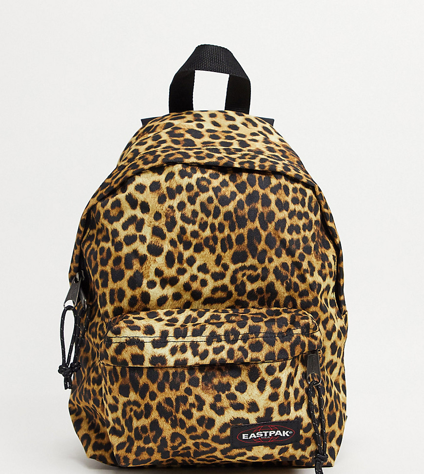 Eastpak Orbit Leopard print backpack in brown Exclusive at ASOS