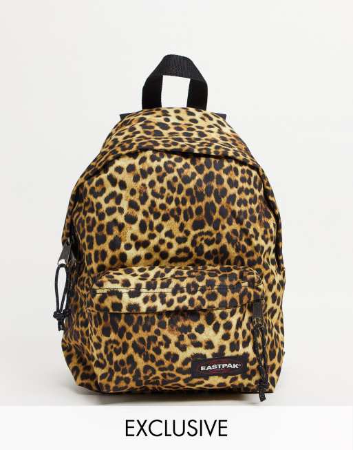 Eastpak Orbit Leopard print mini backpack in brown