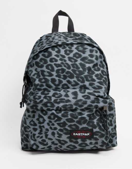 Eastpak padded backpack in grey leopard print