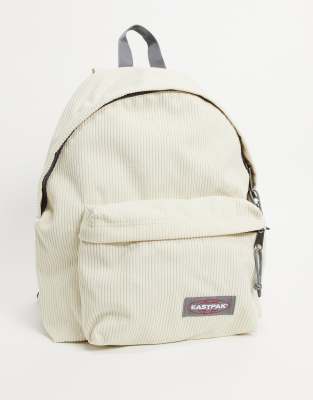 Eastpak Padded Pak'r cord backpack in sand-White