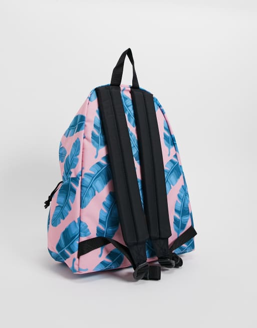 Eastpak Pak r Zaino imbottito rosa con foglie blu