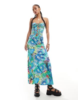 Easy Tiger dazed print maxi skirt in multi co-ord