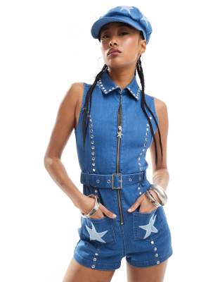 Shop Easy Tiger retro playsuit in denim Online – Trendy & Affordable Fashion