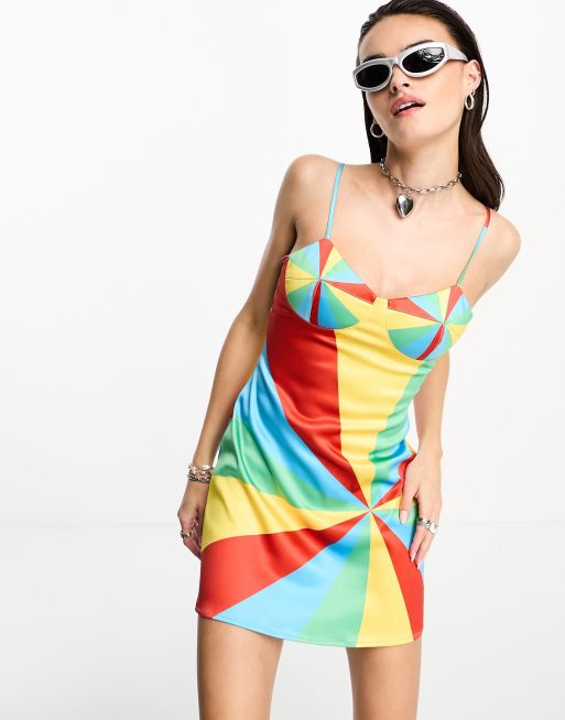 Easy Tiger wheel of fortune stretch satin mini dress | ASOS