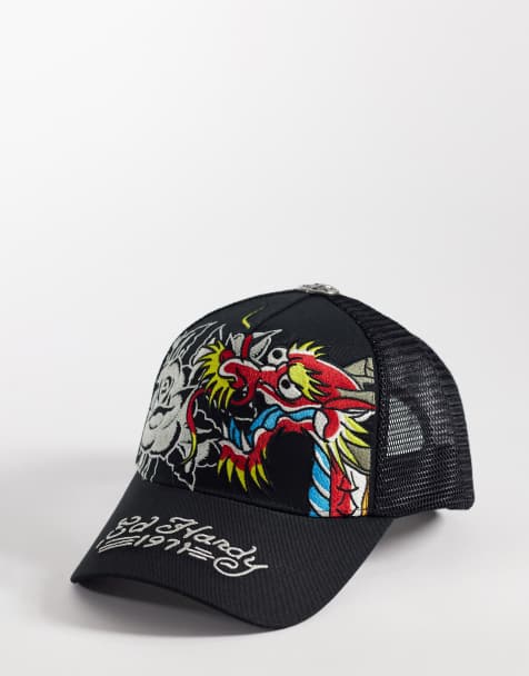 Ed Hardy 1971 dragon and roses 5 panel trucker cap - view 1